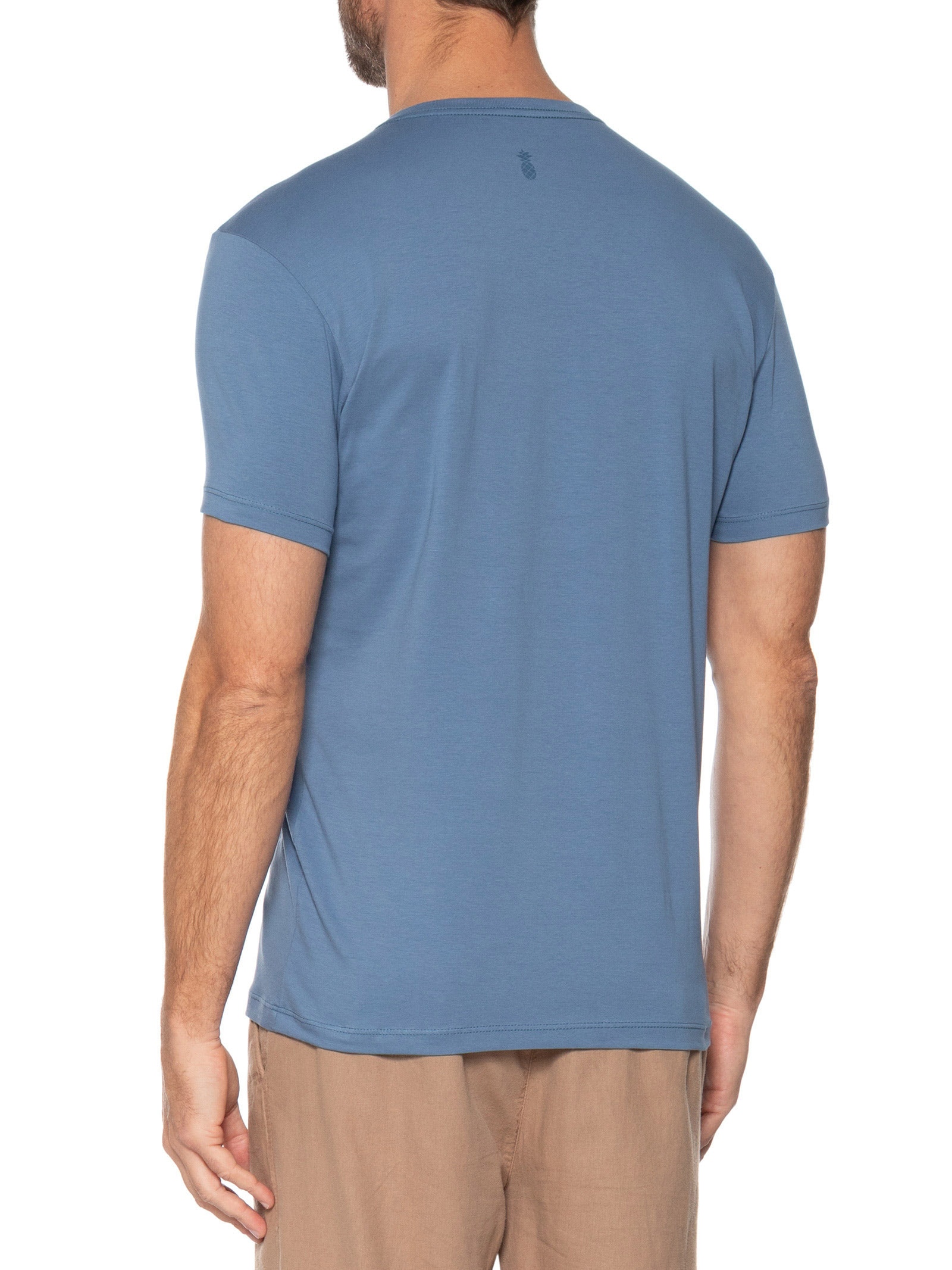  Camiseta Masculina Algodão Egípcio Azul Pineapple
