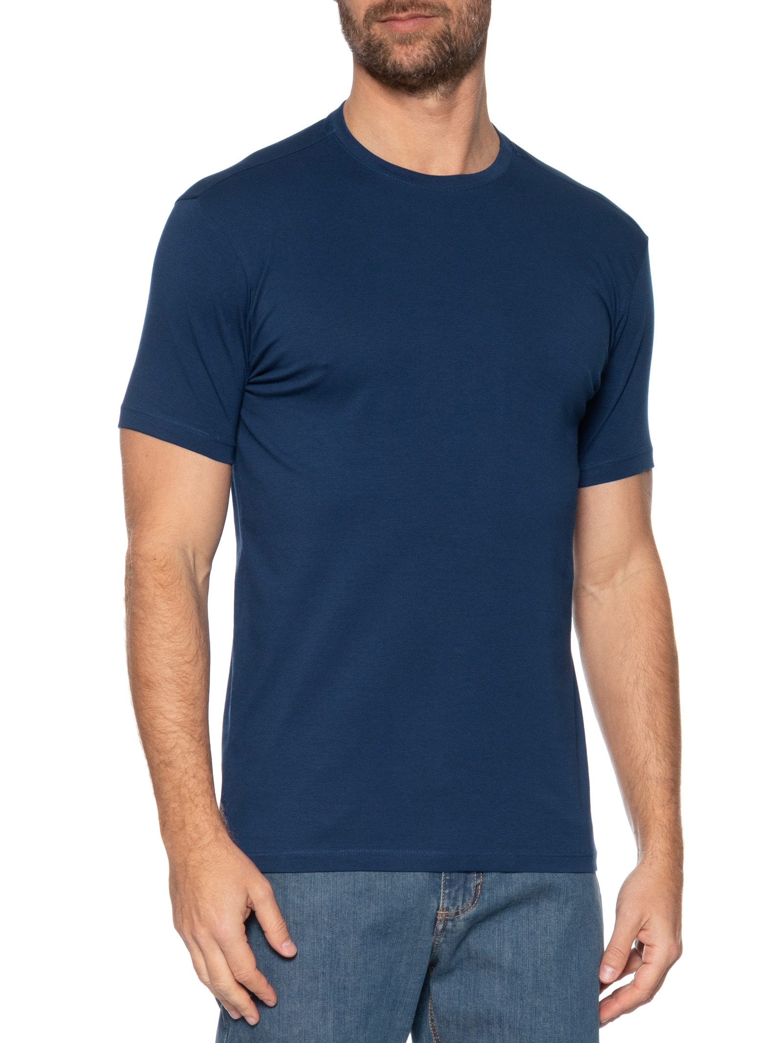 Camiseta Masculina Algodão Egípcio Azul Marinho Pineapple