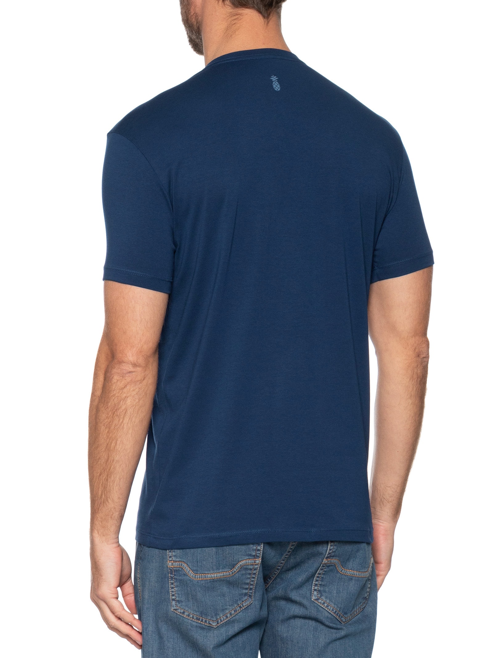 Camiseta Masculina Algodão Egípcio Azul Marinho Pineapple