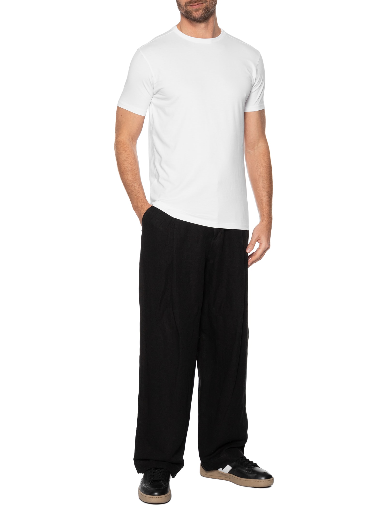 Camiseta Masculina Algodão Egípcio Branco Pineapple