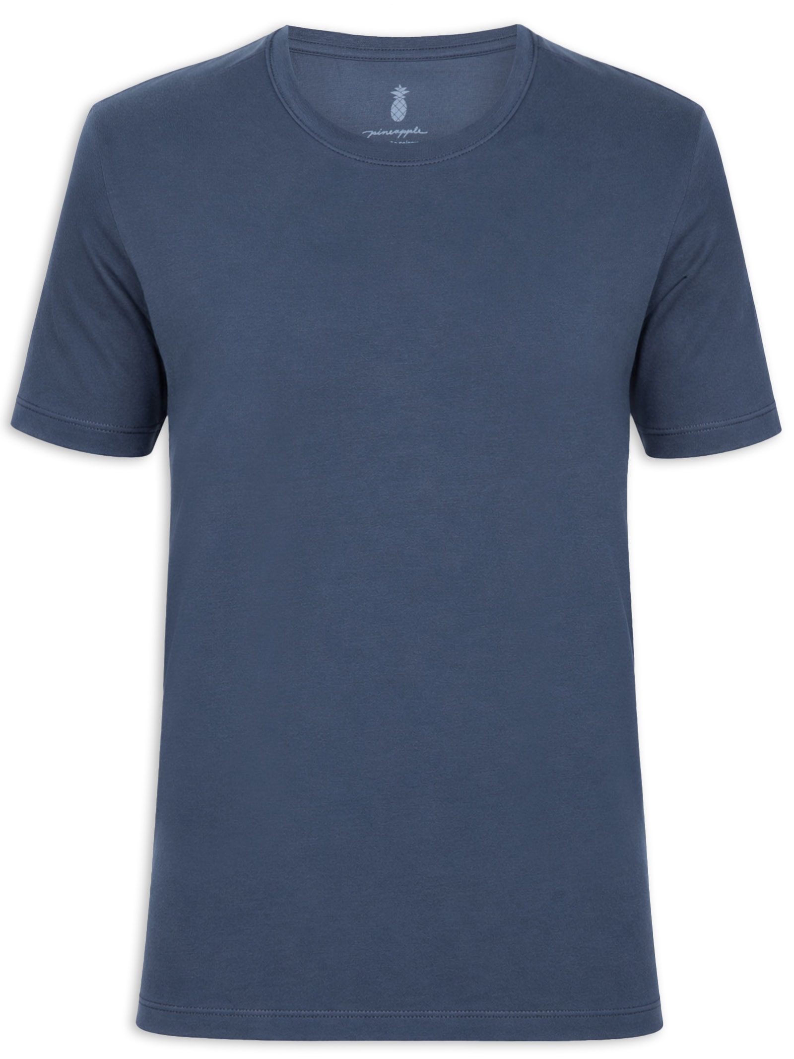 Camiseta Masculina Algodão Egípcio Stretch Azul Pineapple