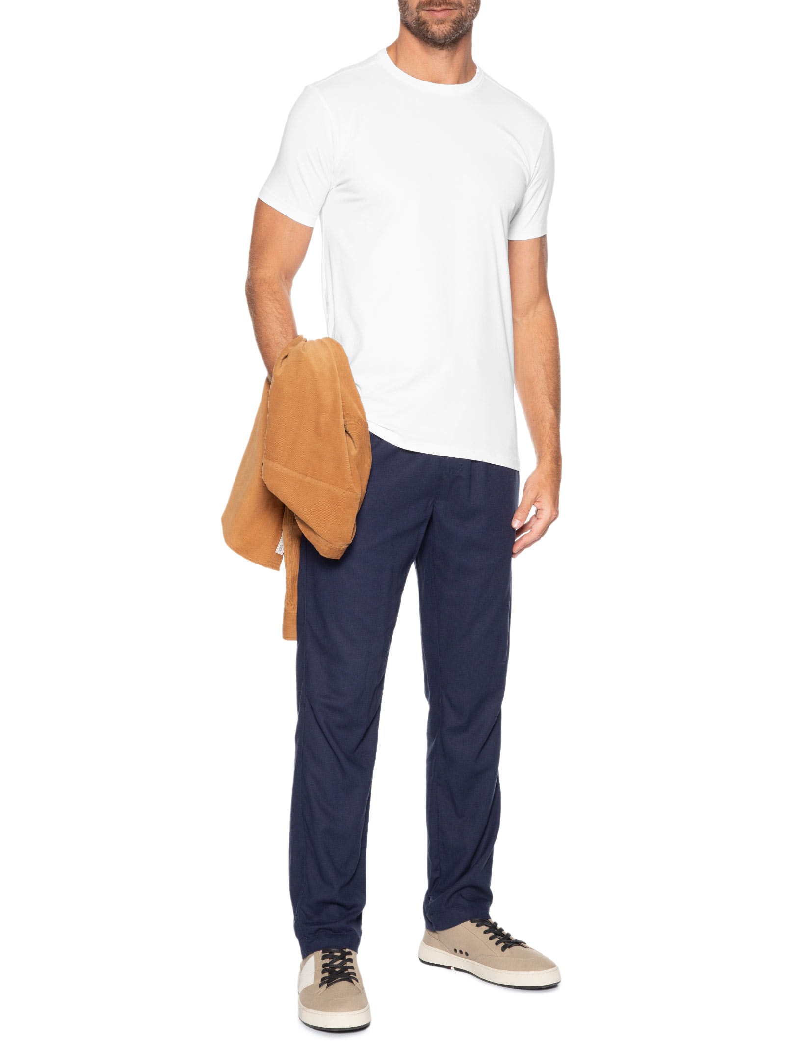 Camiseta Masculina Algodão Egípcio Stretch Branco Pineapple