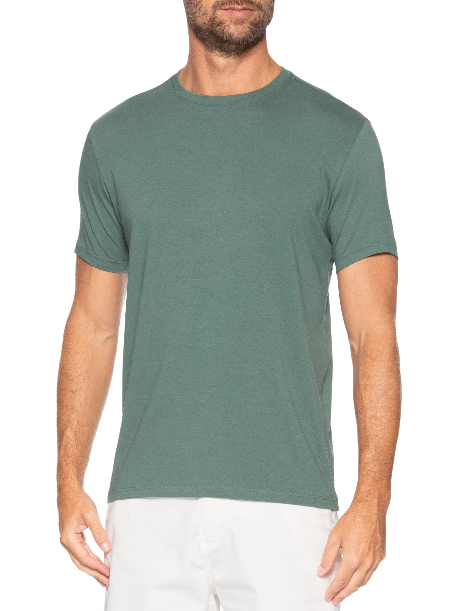 Camiseta Masculina Algodão Egípcio Stretch Verde Pineapple