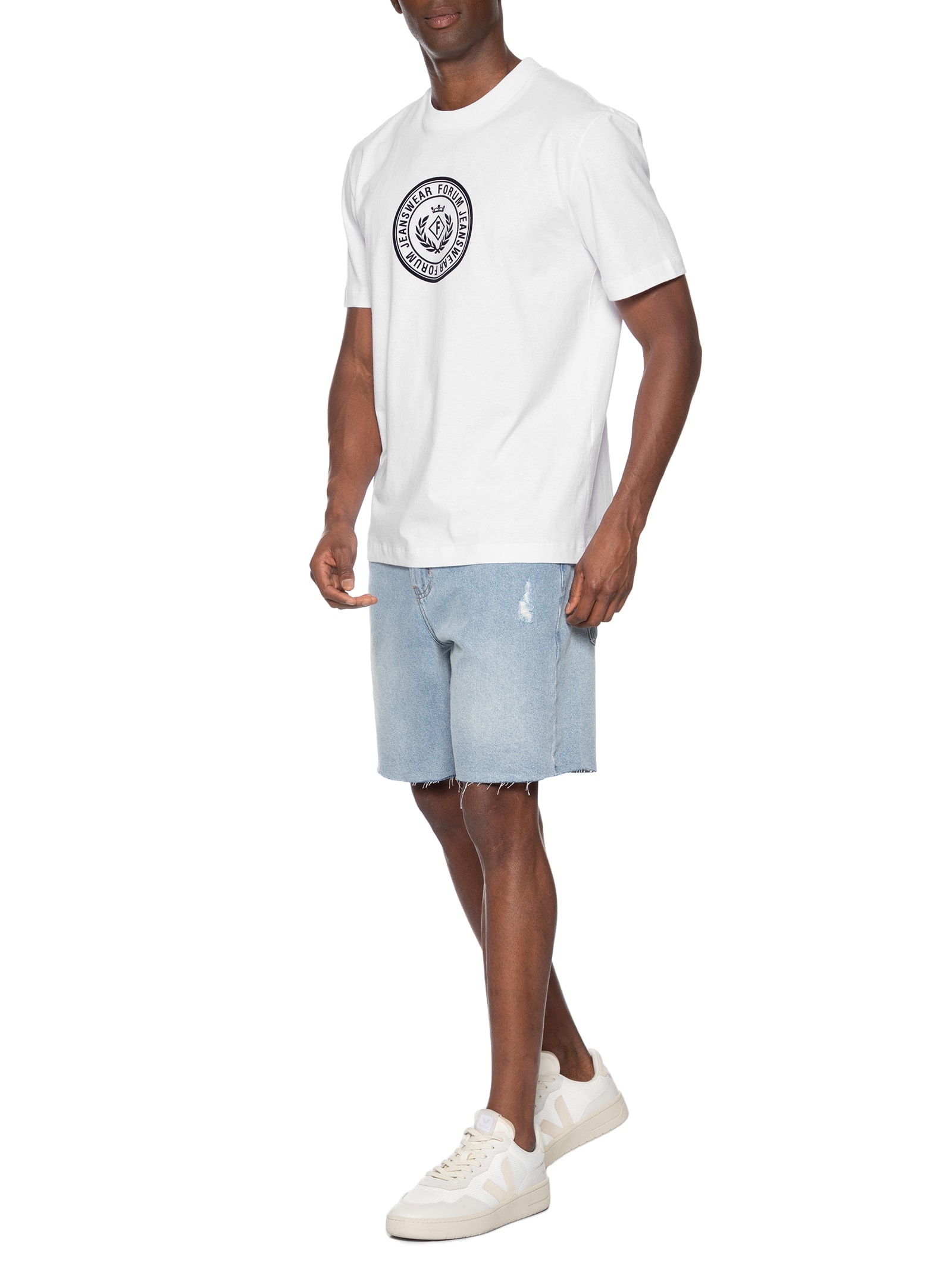 Camiseta Masculina Algodão Estampada Branco Forum