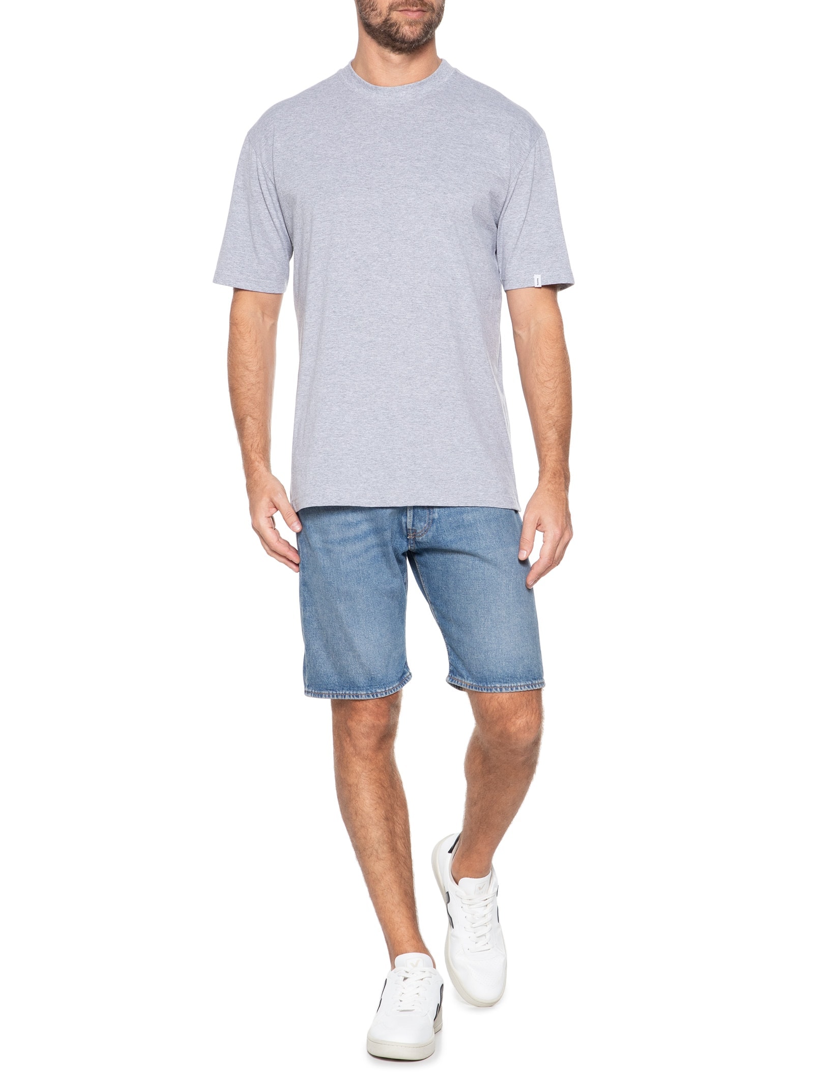 Camiseta Masculina Algodão Oversized Streetwear Cinza Basiq Men