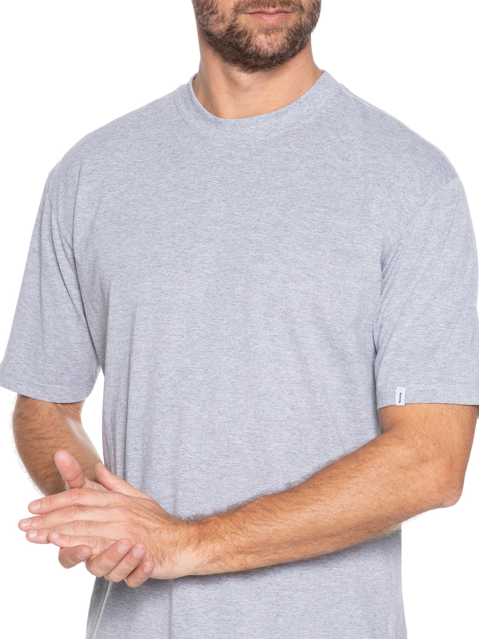 Camiseta Masculina Algodão Oversized Streetwear Cinza Basiq Men