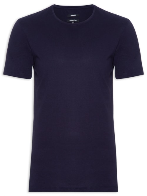 Camiseta Masculina Algodão Pima Gola Careca – Azul