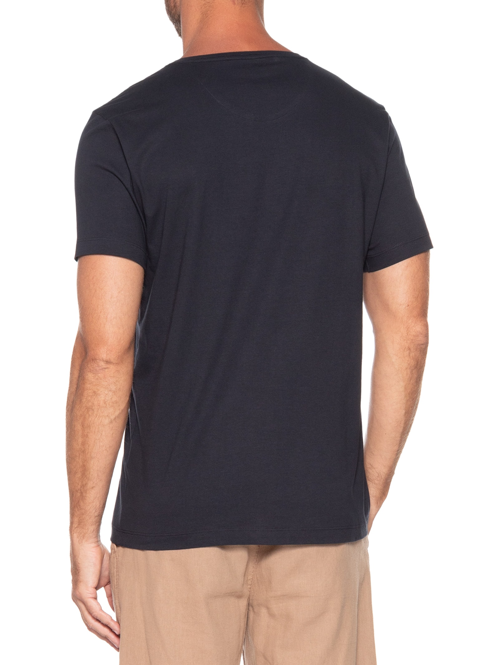 Camiseta Masculina Algodão Pima Gola Careca Azul Sergio K