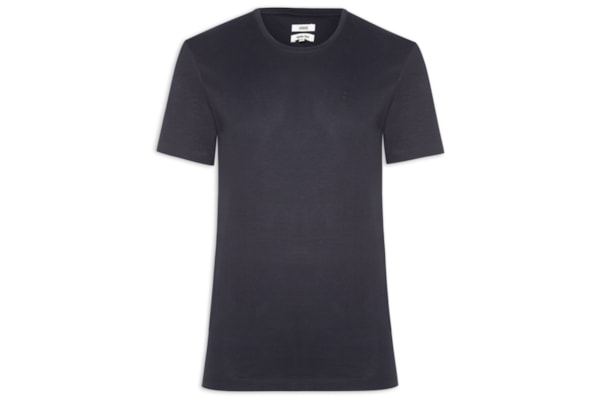 Camiseta Masculina Algodão Pima Gola Careca - Azul