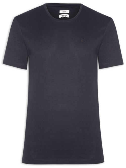 Camiseta Masculina Algodão Pima Gola Careca – Azul