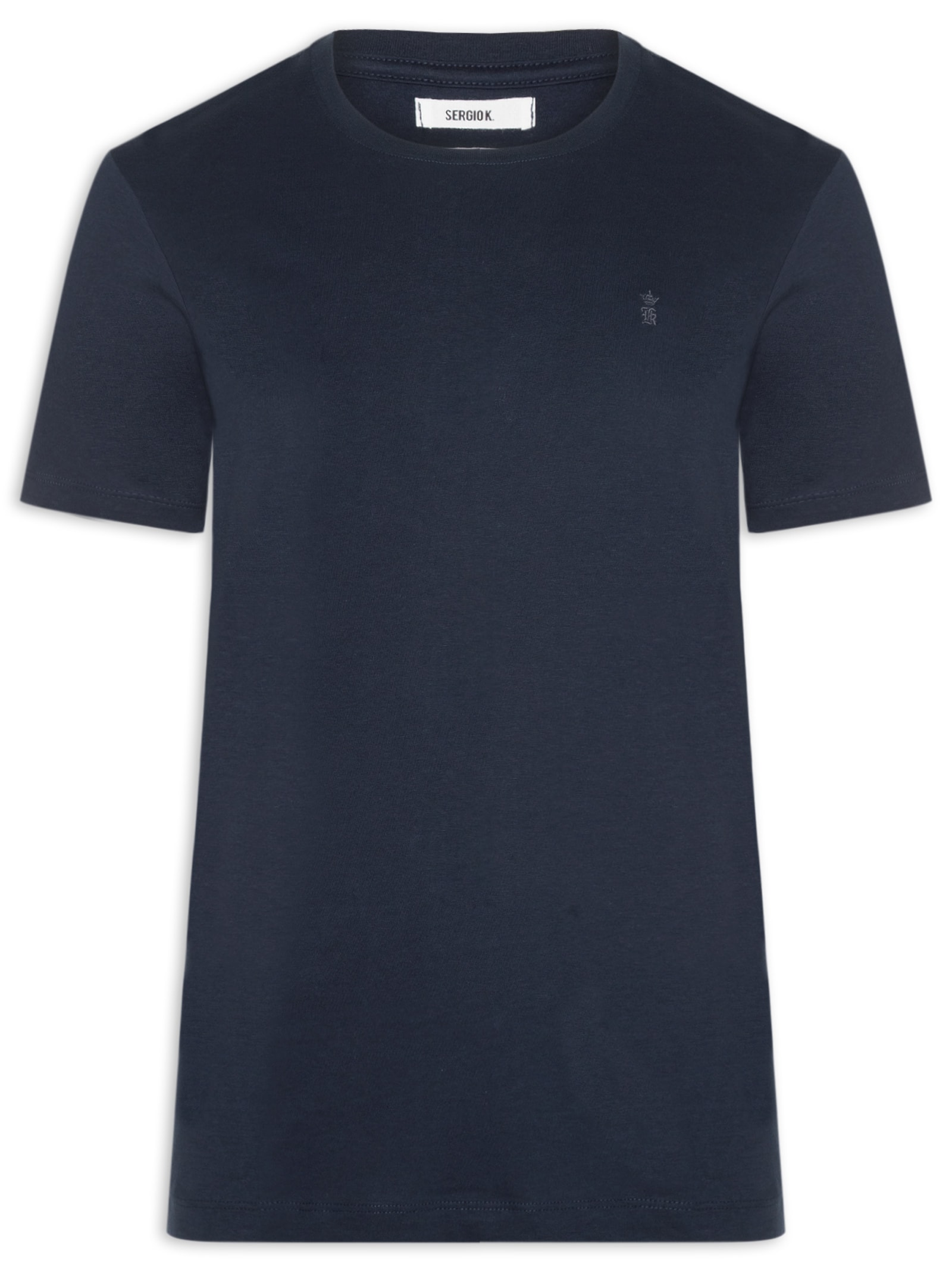 Camiseta Masculina Algodão Pima Gola Careca Azul Sergio K