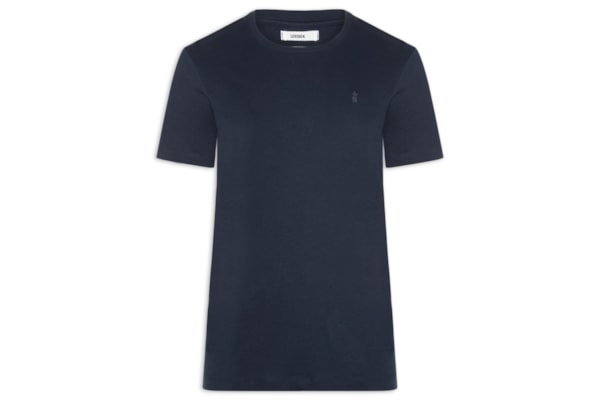 Camiseta Masculina Algodão Pima Gola Careca - Azul