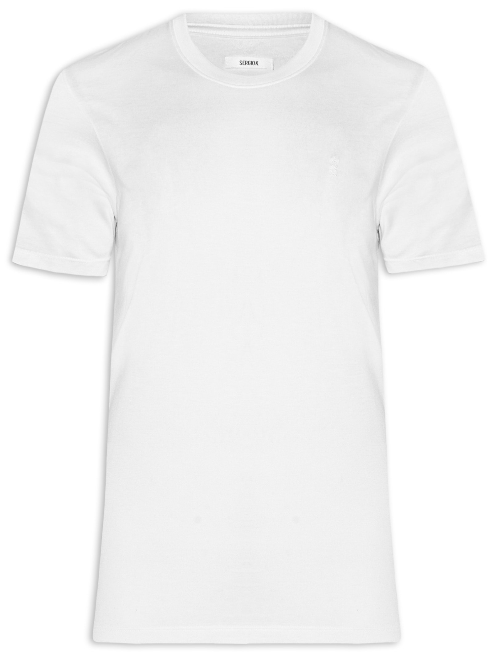 Camiseta Masculina Algodão Pima Gola Careca Branco Sergio K