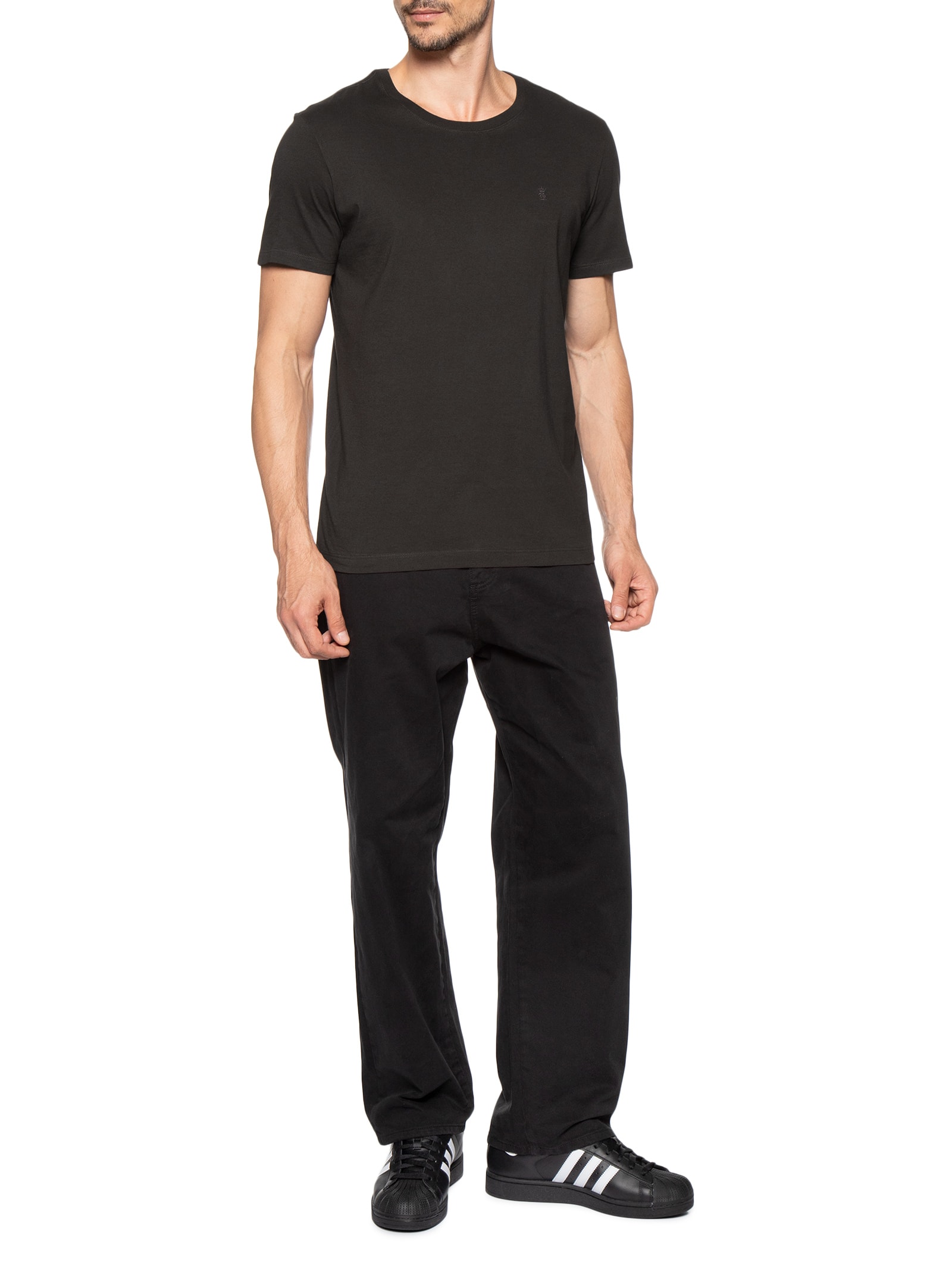 Camiseta Masculina Algodão Pima Gola Careca Marrom Sergio K