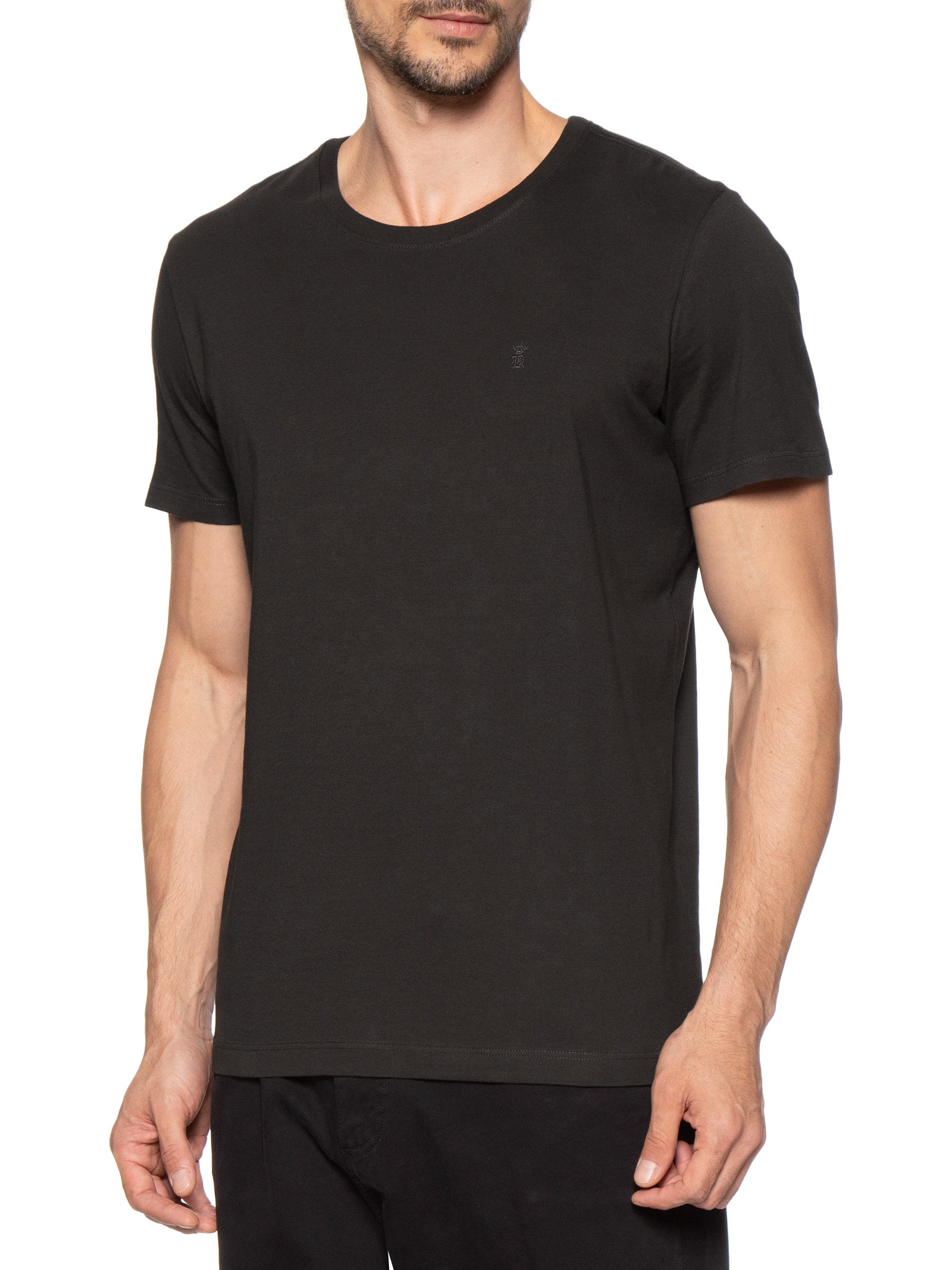 Camiseta Masculina Algodão Pima Gola Careca Marrom Sergio K