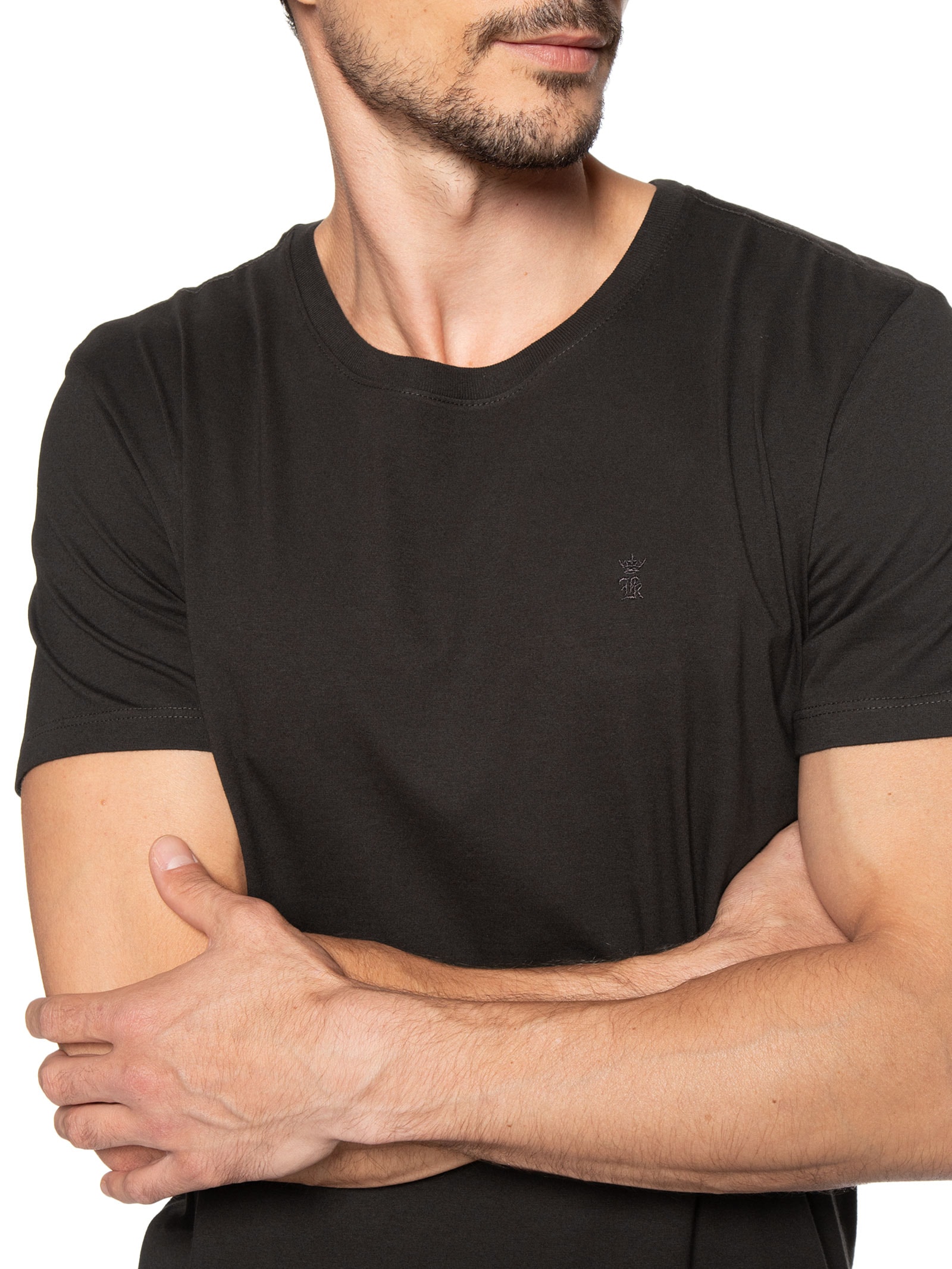 Camiseta Masculina Algodão Pima Gola Careca Marrom Sergio K