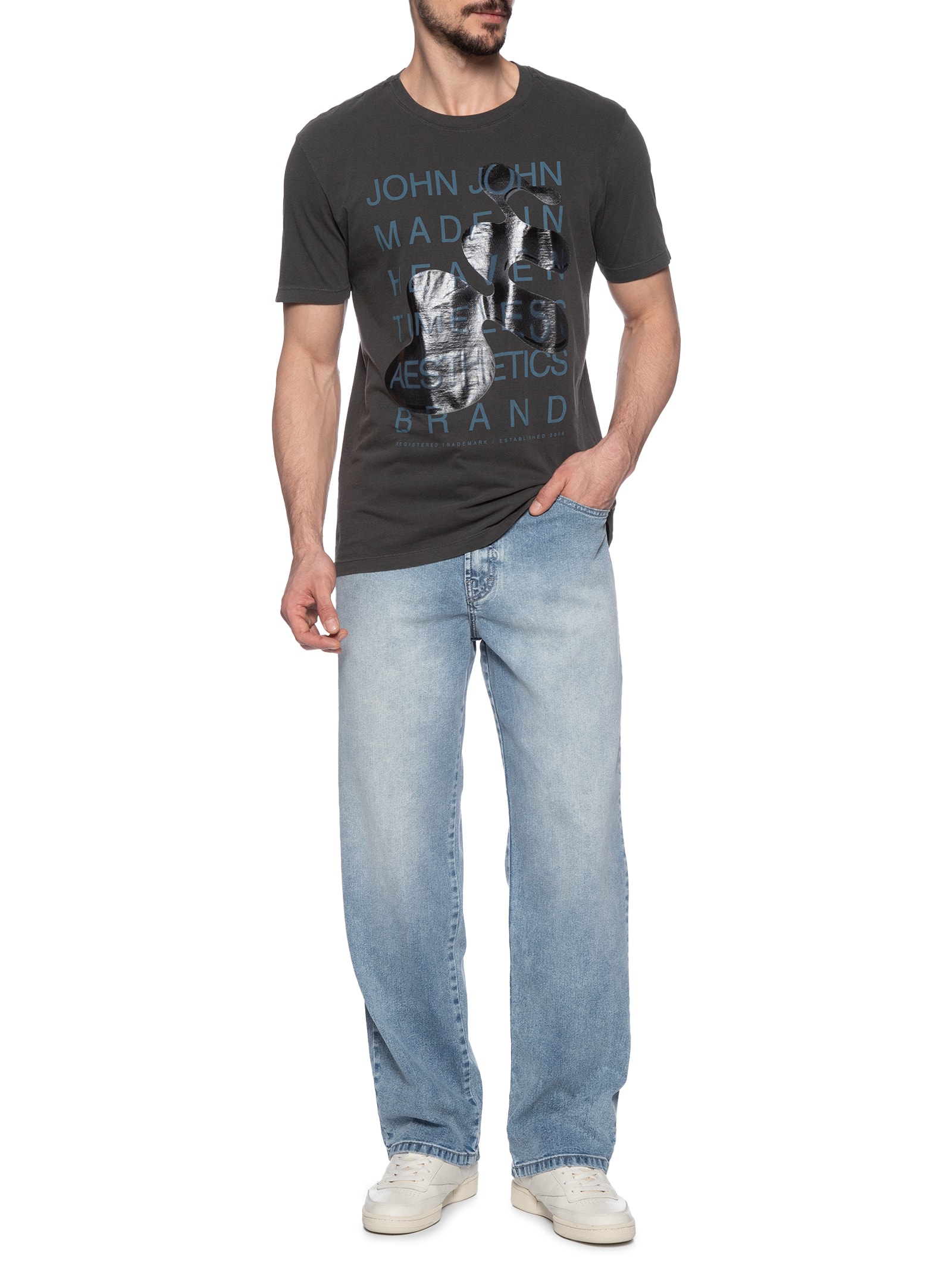 Camiseta Masculina Aqua Base Preto John John