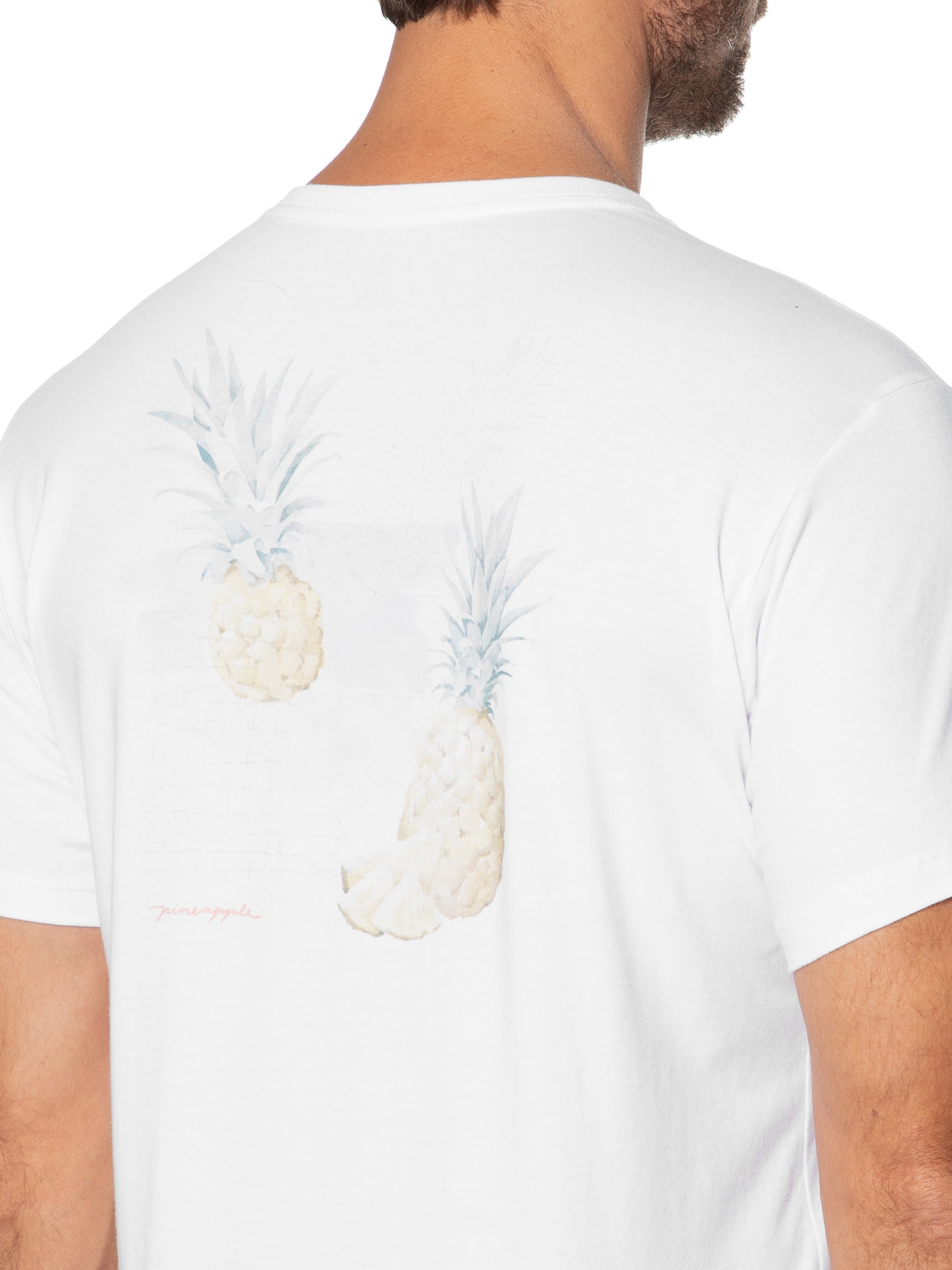 Camiseta Masculina Aquarela Abacaxi Branco Pineapple