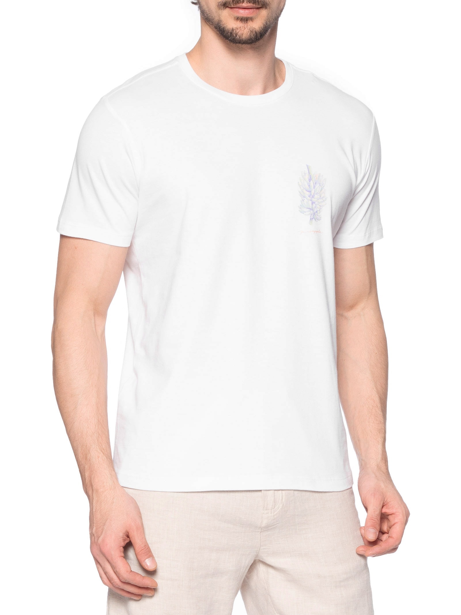Camiseta Masculina Aquarela Bananas Branco Pineapple