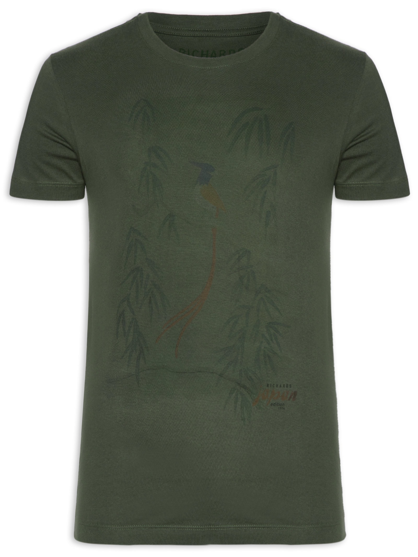Camiseta Masculina Aquarela Pássaro Verde Richards