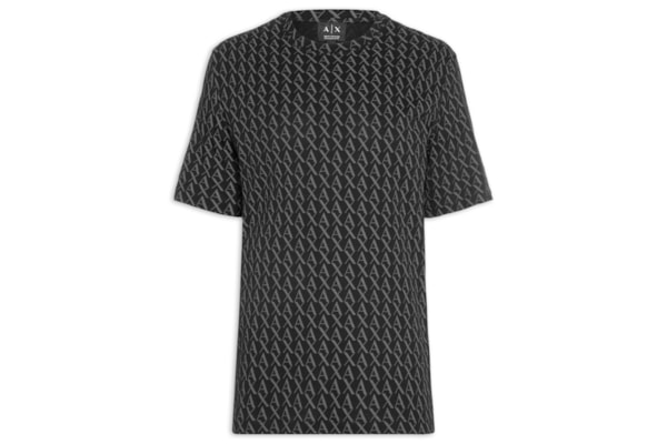 Camiseta Masculina AX Monograma - Preto