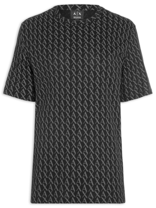 Camiseta Masculina AX Monograma – Preto