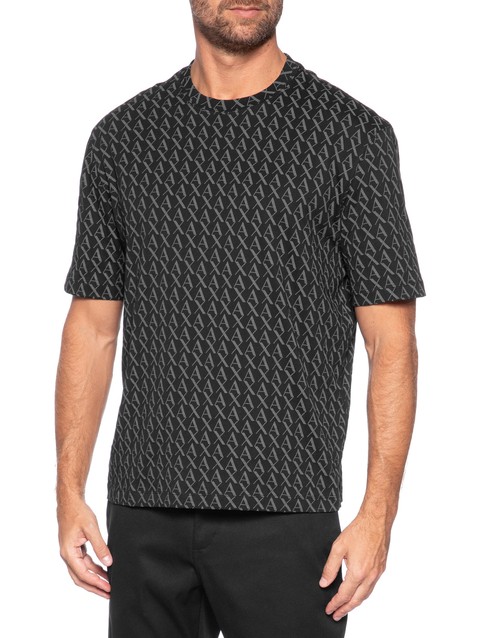 Camiseta Masculina AX Monograma Preto Armani Exchange