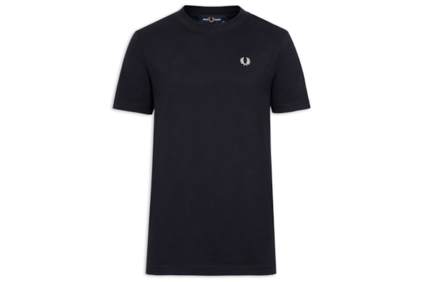 Camiseta Masculina Back Print Fred Perry Text - Azul
