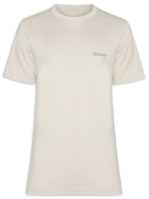 Camiseta Masculina Back Print Gola Careca Em Algodão – Bege