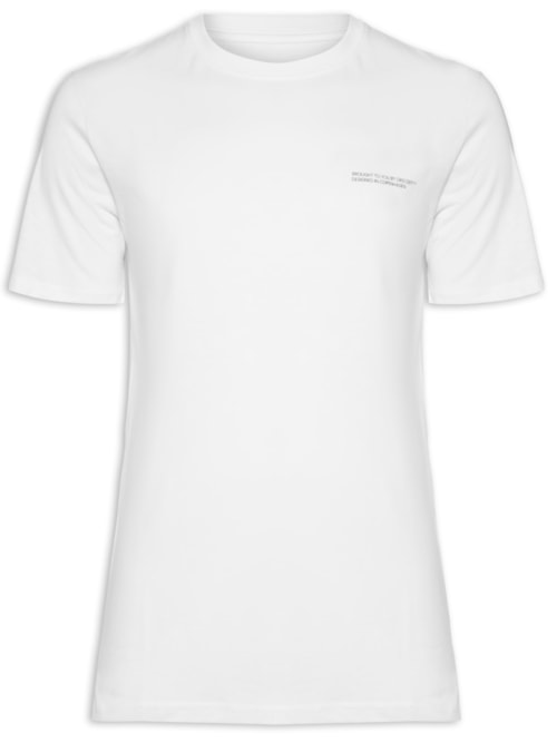 Camiseta Masculina Back Print Gola Careca Em Algodão – Branco