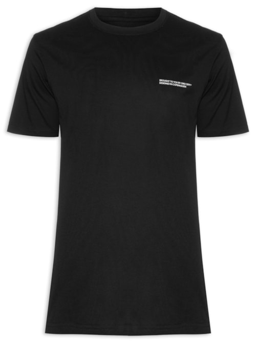 Camiseta Masculina Back Print Gola Careca Em Algodão – Preto