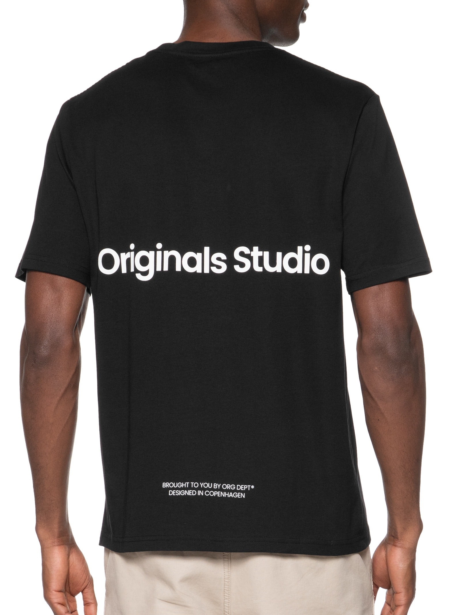 Camiseta Masculina Back Print Gola Careca Em Algodão Preto Jack & Jones