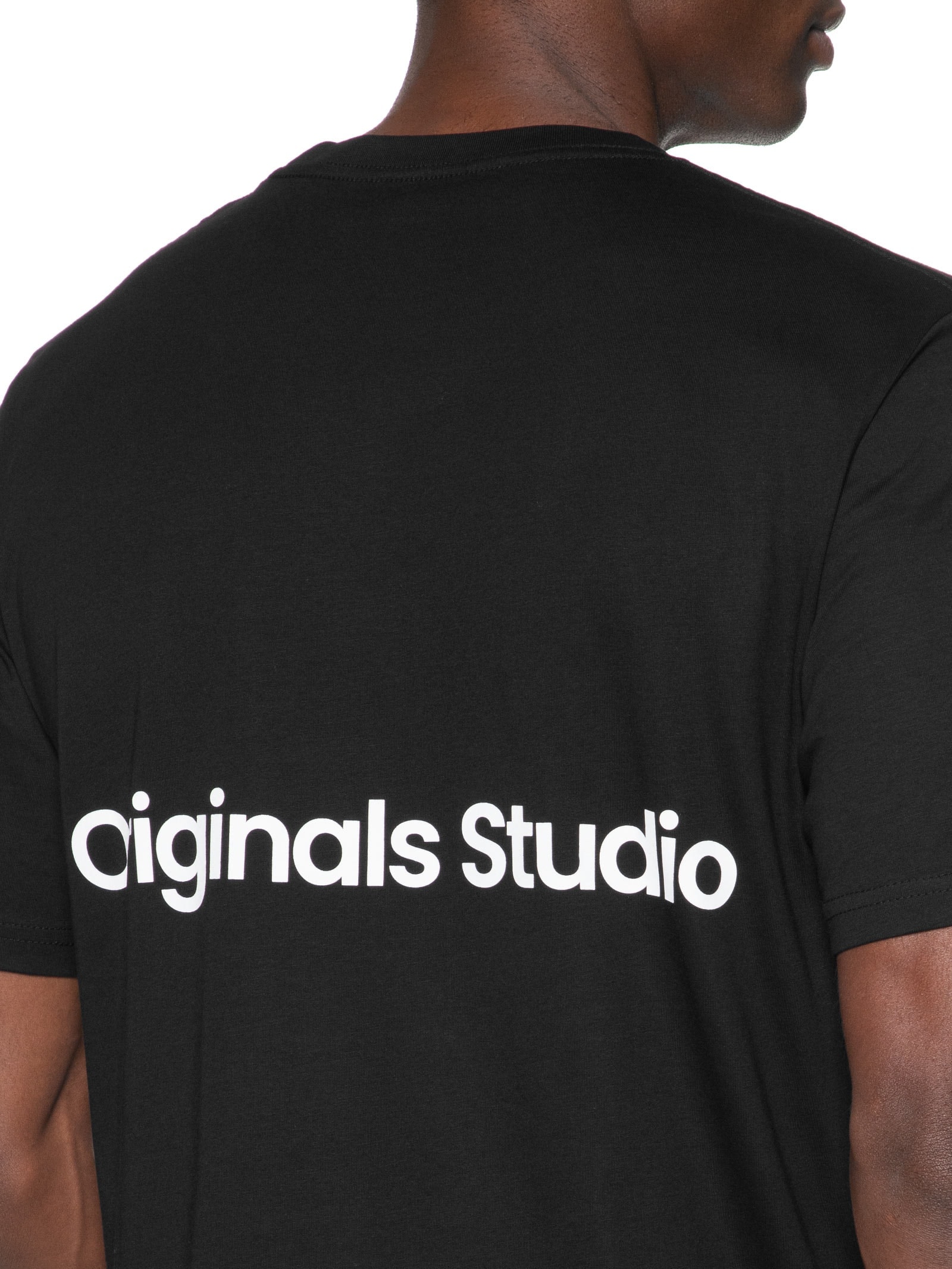 Camiseta Masculina Back Print Gola Careca Em Algodão Preto Jack & Jones