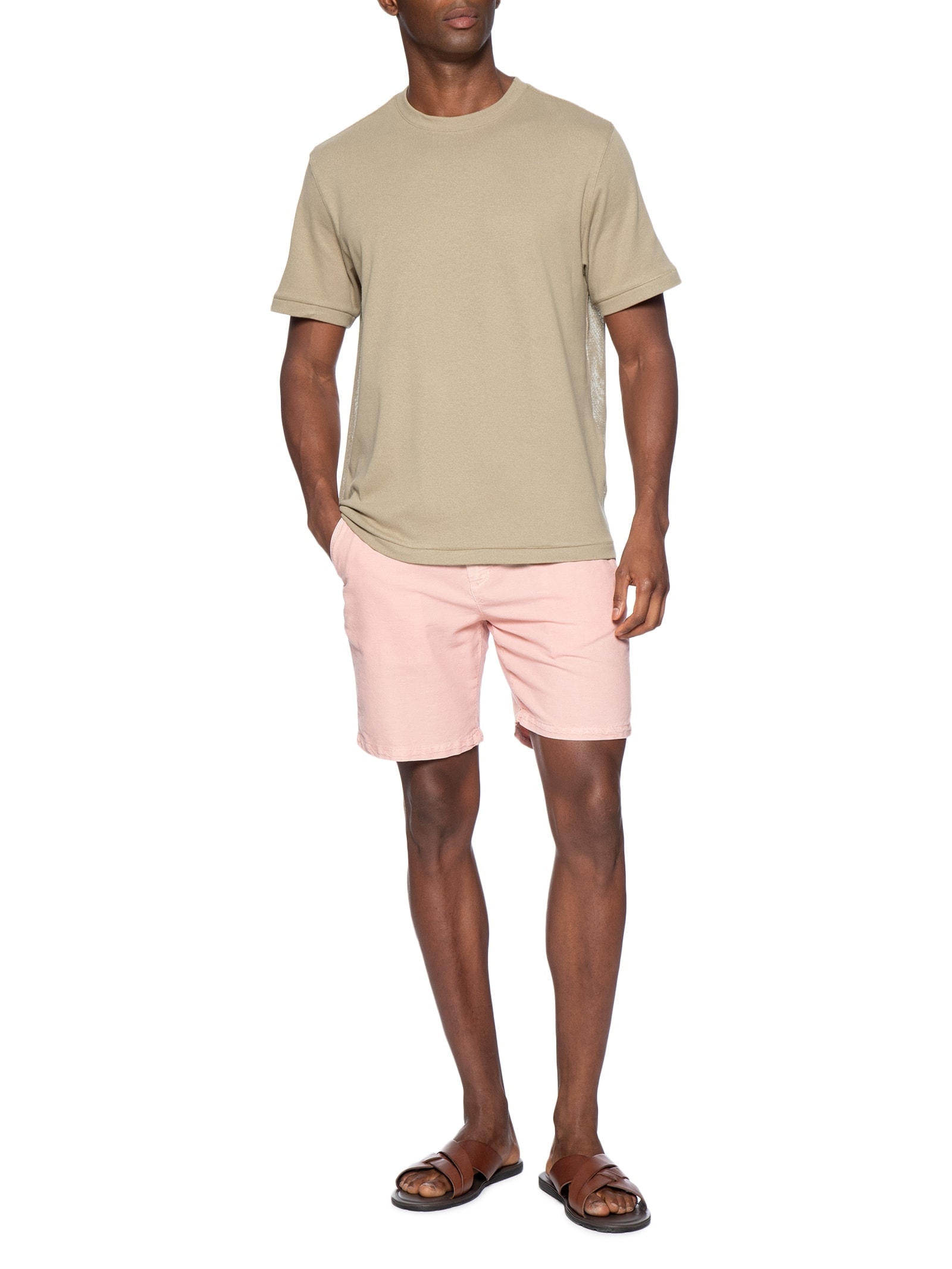 Camiseta Masculina Back Rustic Embroidered Mc Bege Osklen