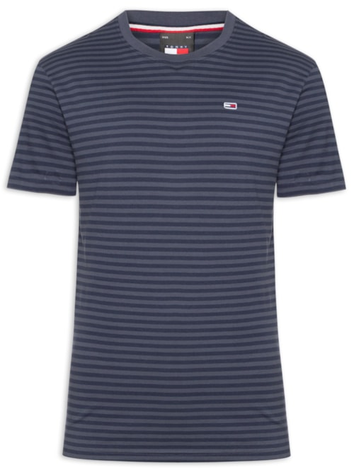 Camiseta Masculina Bandeira Bordada Regular Fit Listrada Em Algodão – Azul