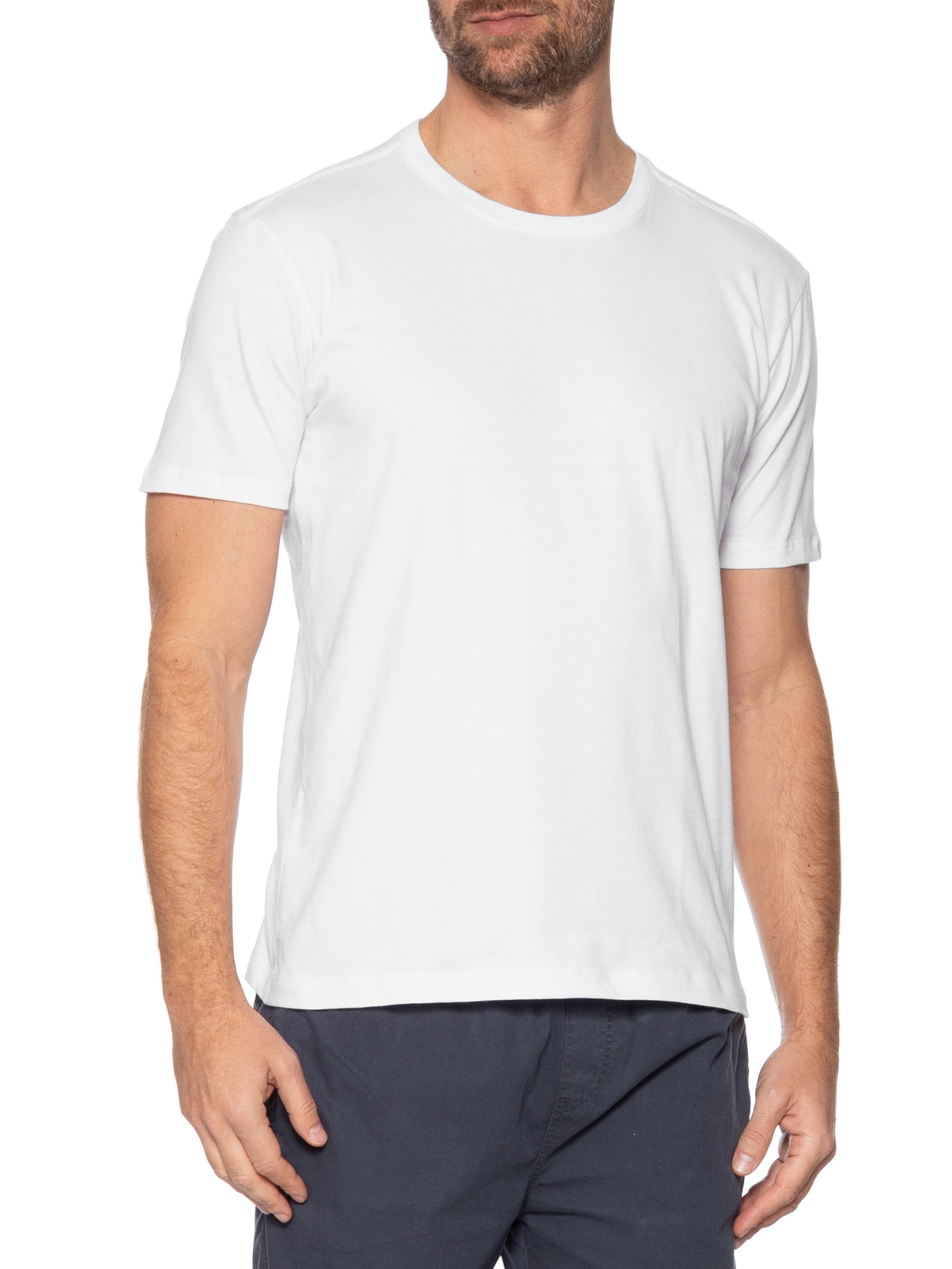 Camiseta Masculina Básica Algodão Branco Pineapple