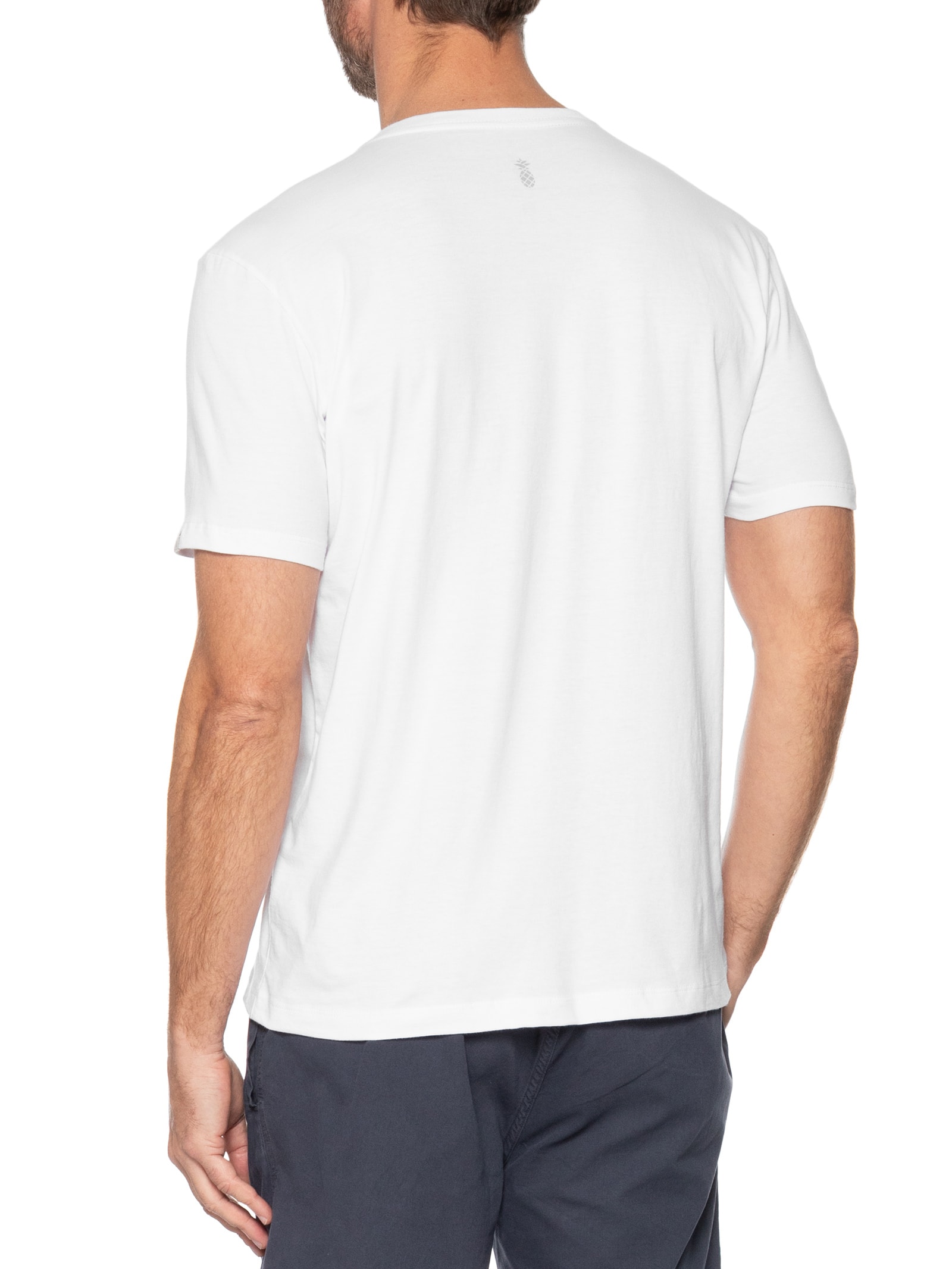 Camiseta Masculina Básica Algodão Branco Pineapple