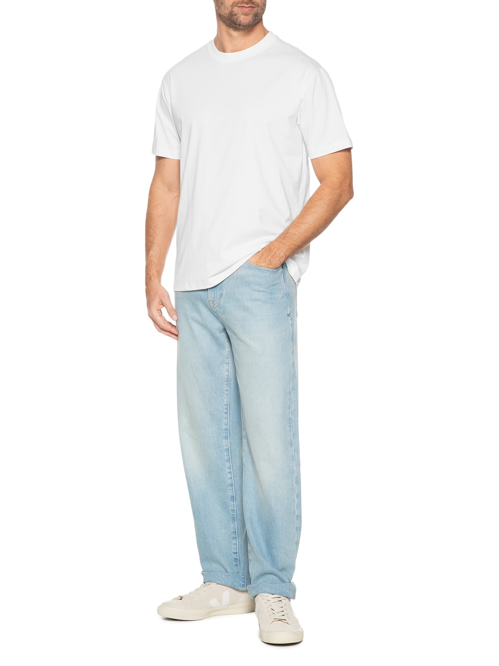 Camiseta Masculina Básica Algodão Premium Branco Basiq Men