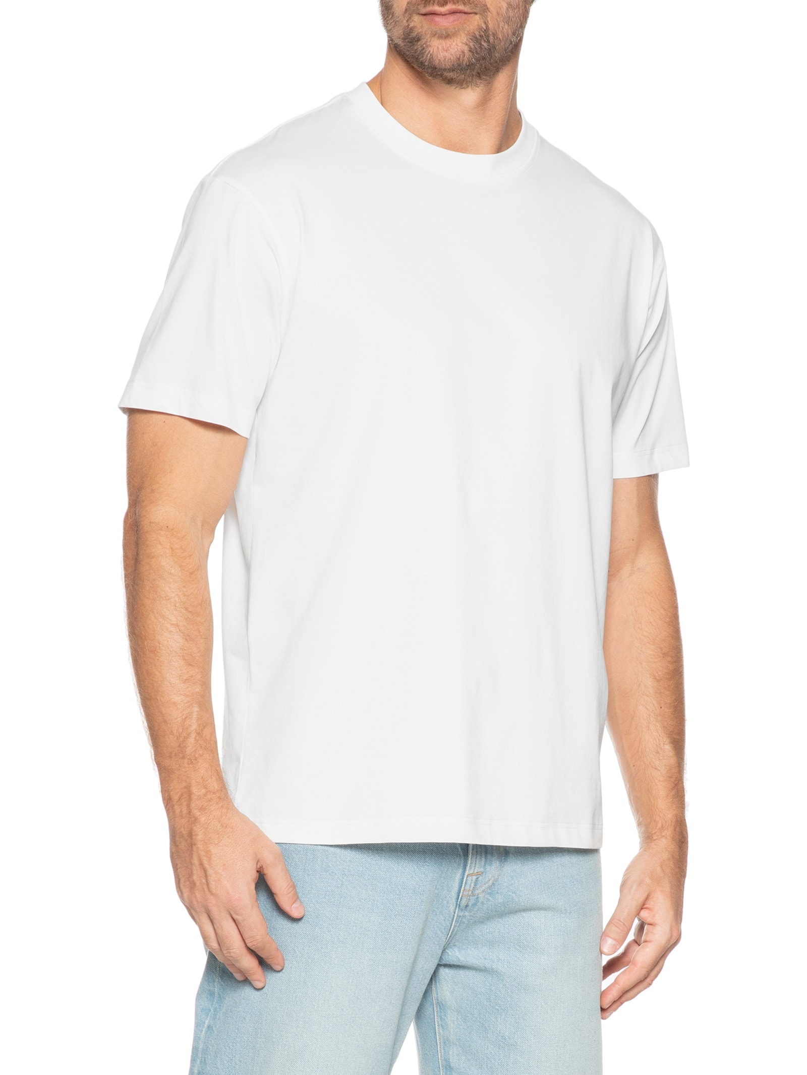 Camiseta Masculina Básica Algodão Premium Branco Basiq Men