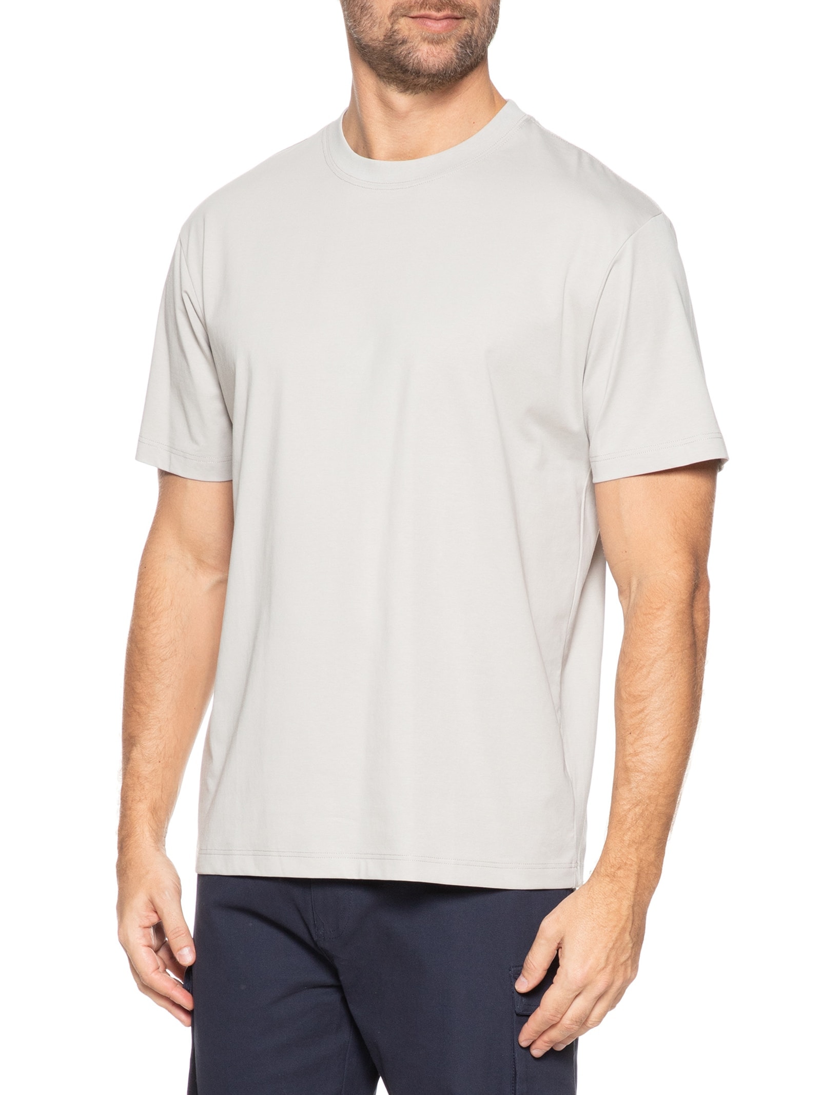 Camiseta Masculina Básica Algodão Premium Cinza  Basiq Men