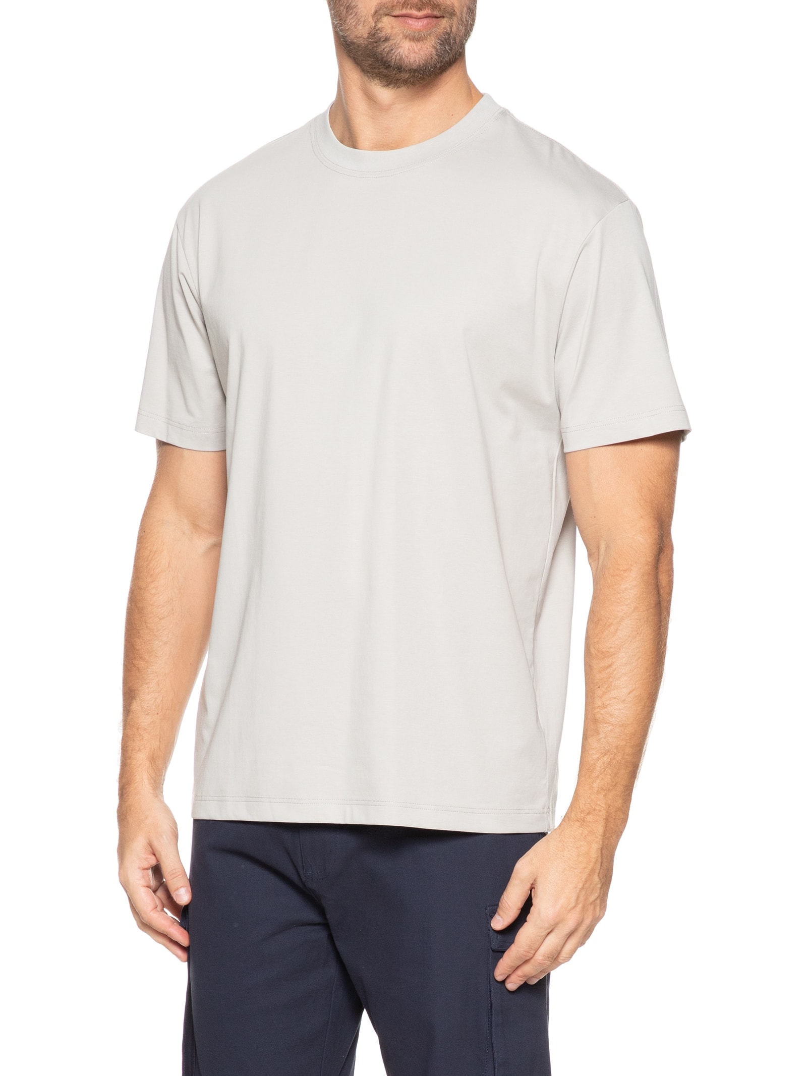 Camiseta Masculina Básica Algodão Premium Cinza  Basiq Men