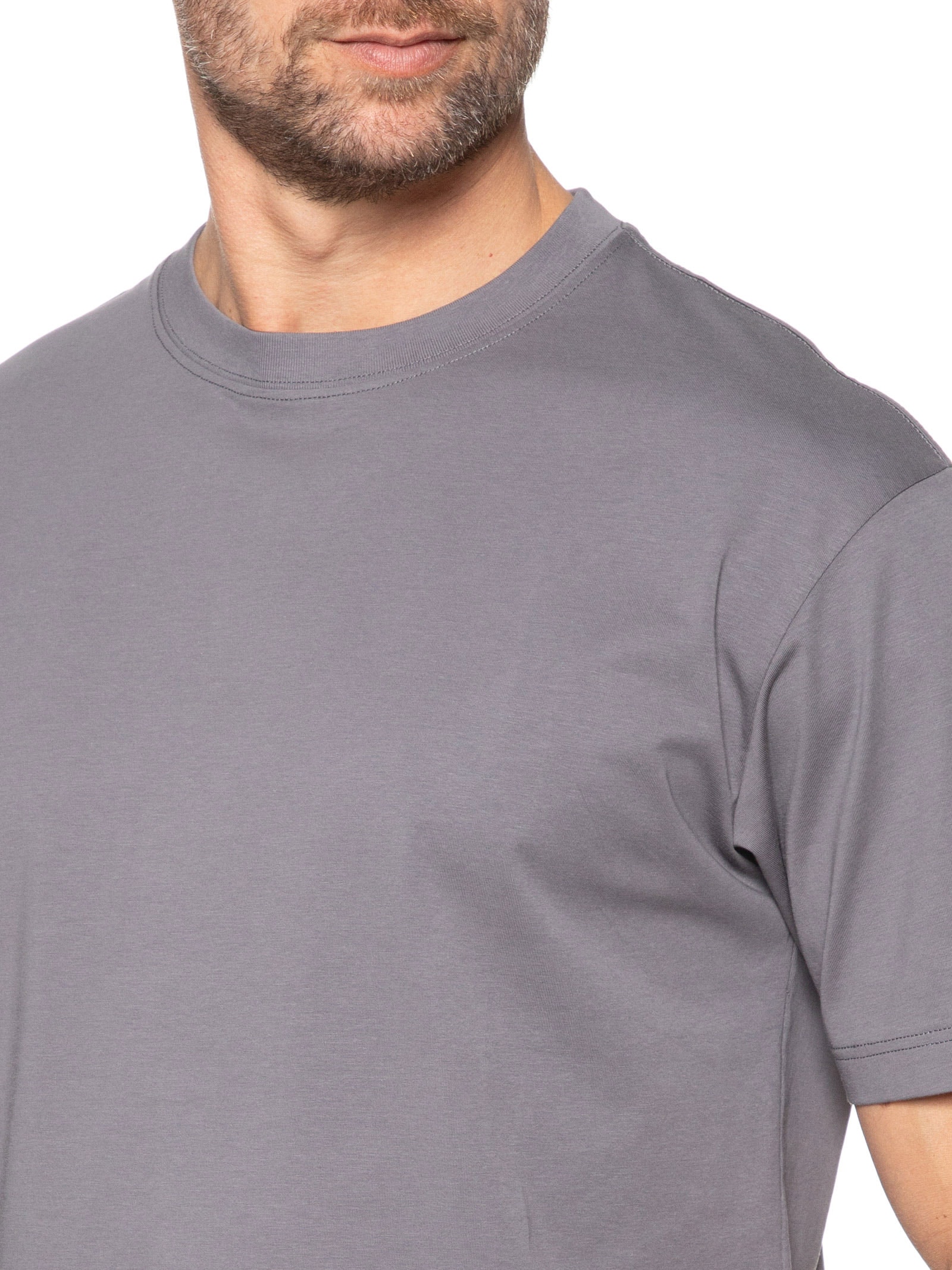 Camiseta Masculina Básica Algodão Premium Cinza Basiq Men