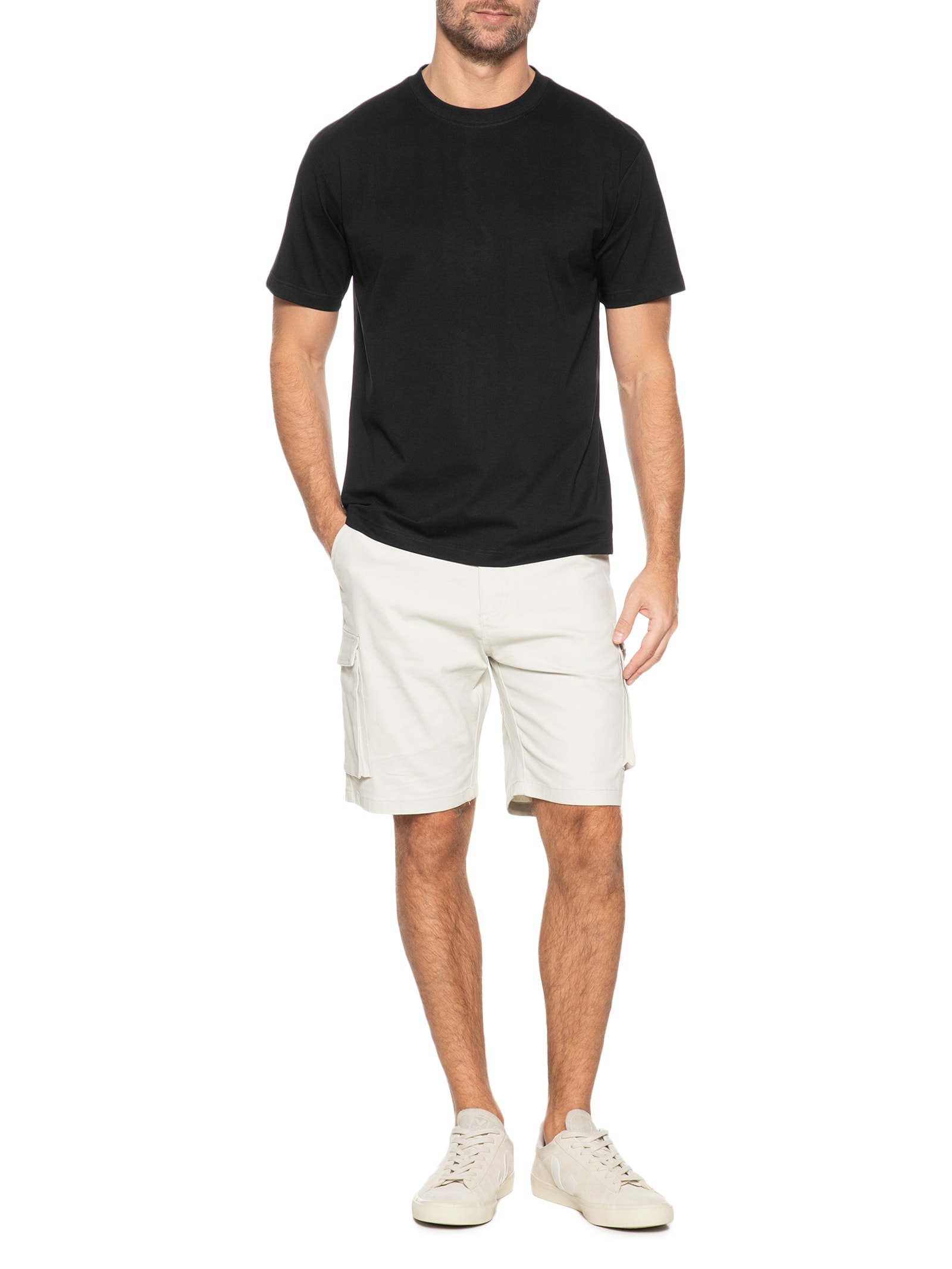 Camiseta Masculina Básica Algodão Premium Preto Basiq Men