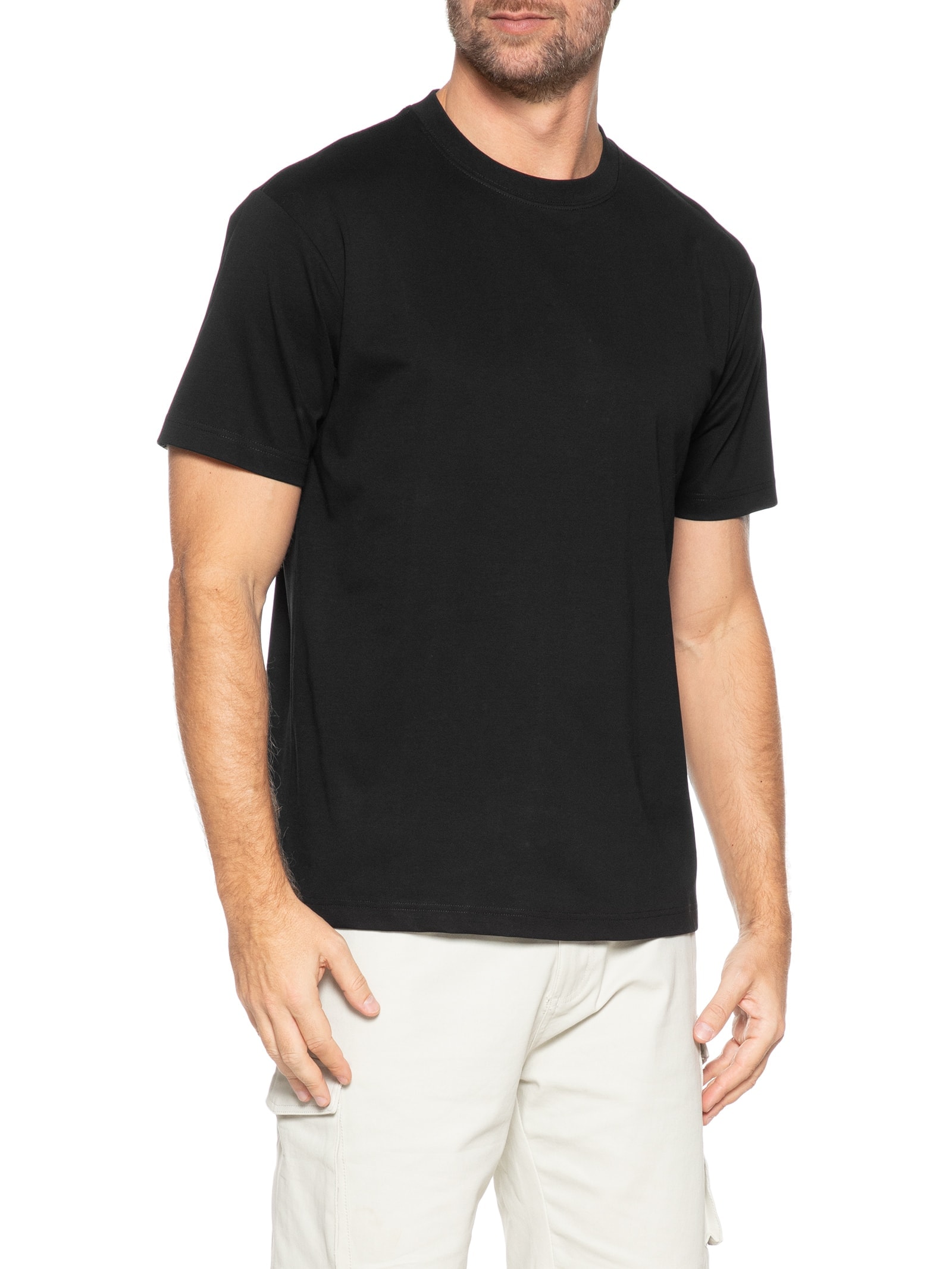 Camiseta Masculina Básica Algodão Premium Preto Basiq Men