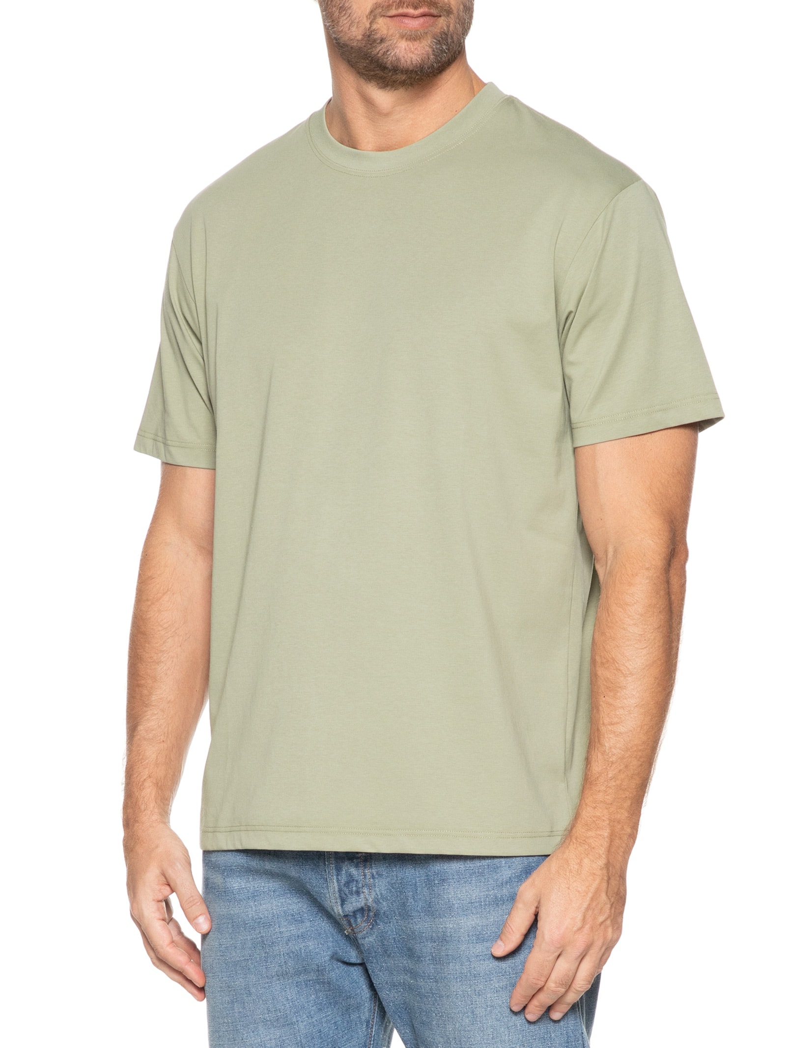 Camiseta Masculina Básica Algodão Premium Verde Basiq Men
