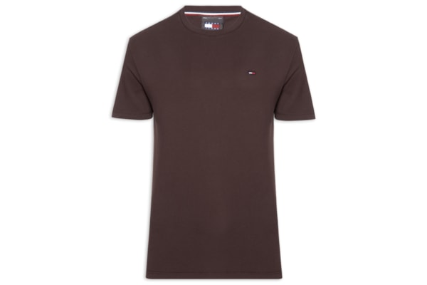 Camiseta Masculina Básica Bandeira Alongada Regular Fit Em Algodão - Marrom