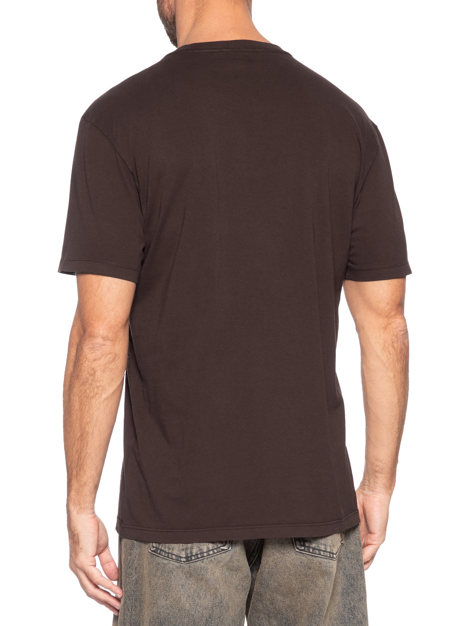 Camiseta Masculina Básica Bandeira Alongada Regular Fit Em Algodão Marrom Tommy Jeans