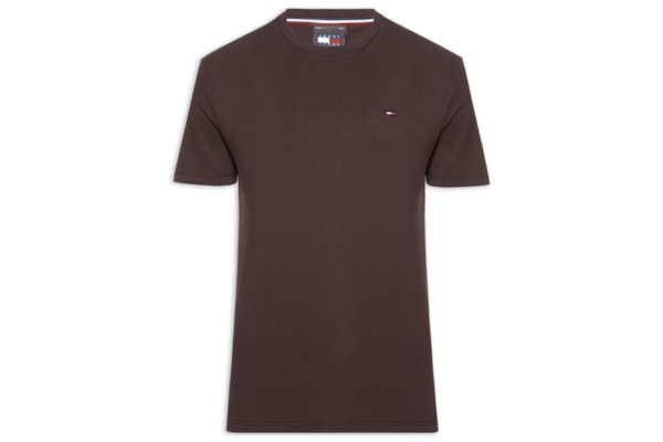 Camiseta Masculina Básica Bandeira Alongada Regular Fit Em Algodão - Marrom