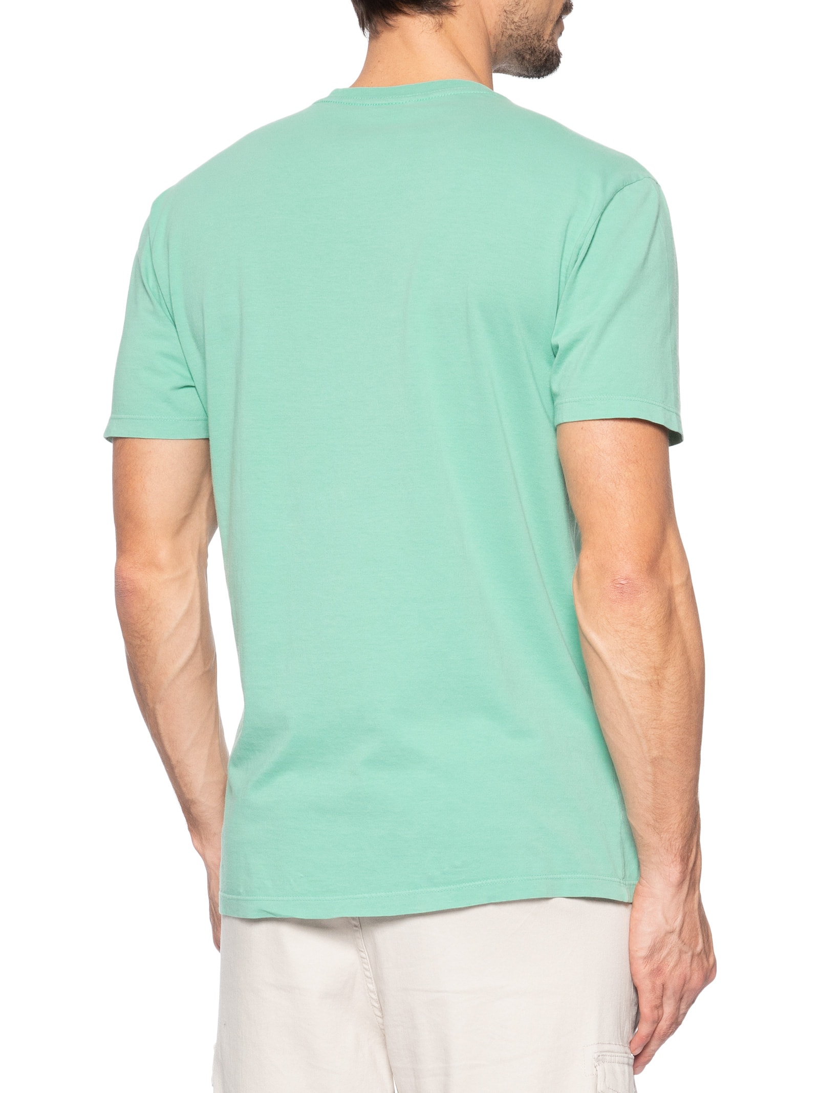Camiseta Masculina Básica Bandeira Alongada Regular Fit Em Algodão Verde Tommy Jeans