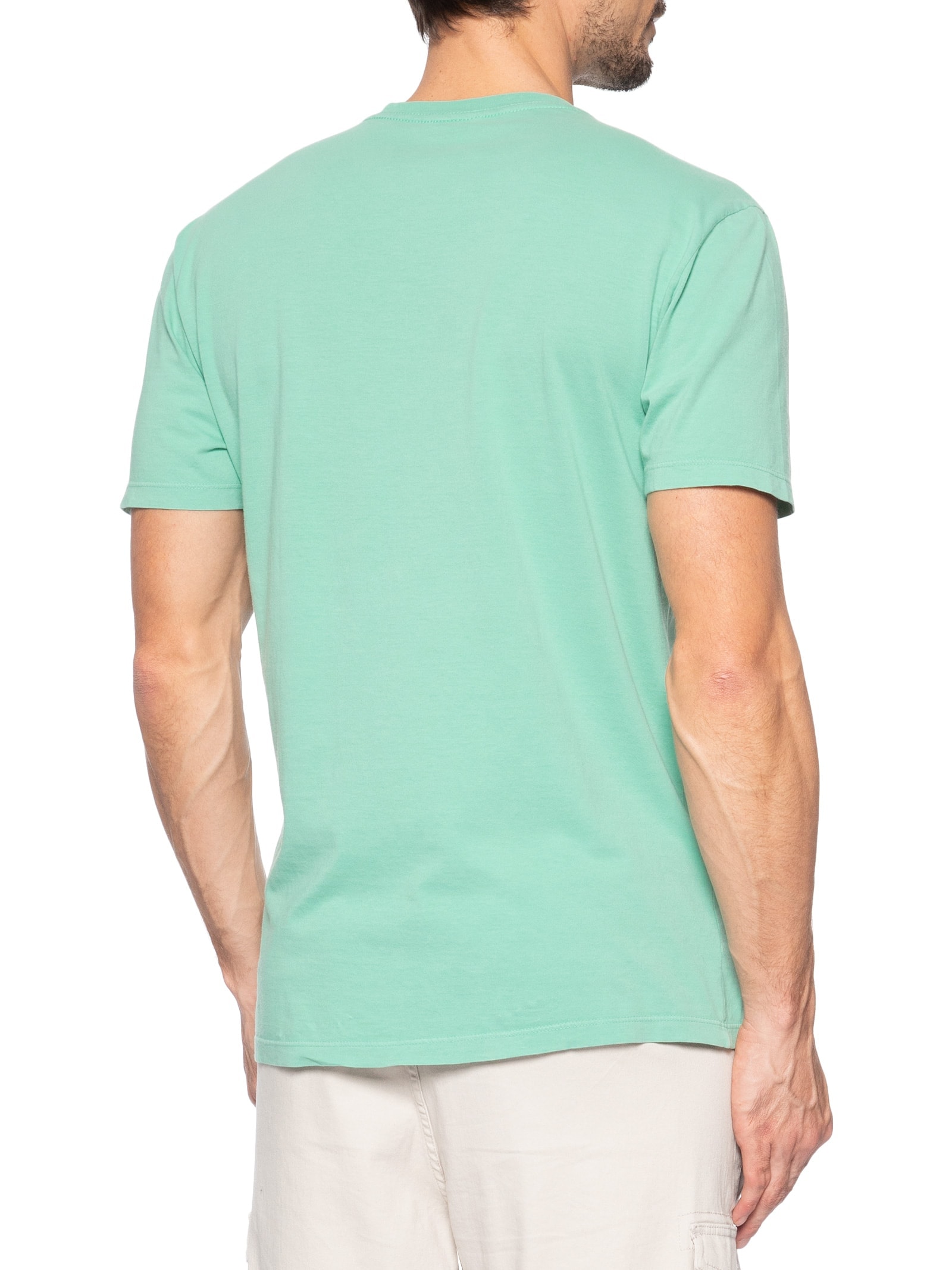 Camiseta Masculina Básica Bandeira Alongada Regular Fit Em Algodão Verde Tommy Jeans